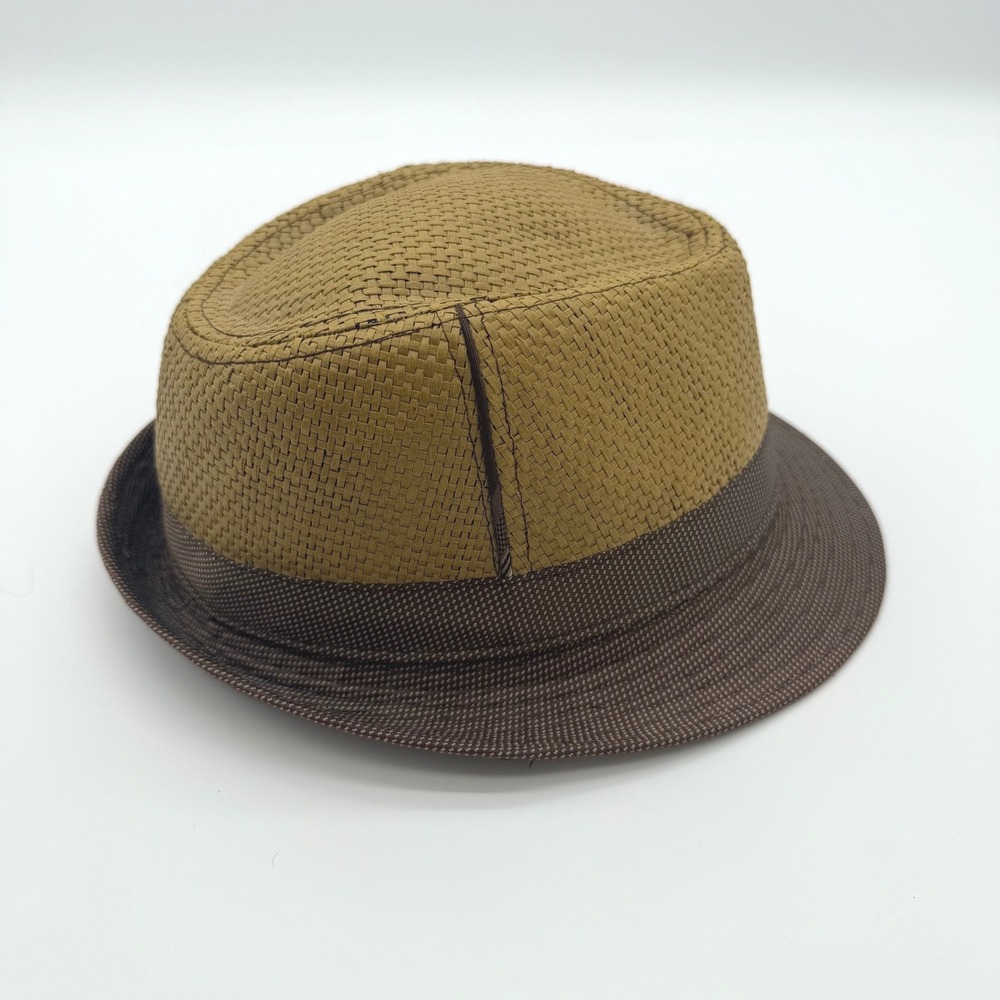 Scala Pronto Straw Fedora Hat Tan Brown Short Brim One Size Button Woven Boho - Picture 7 of 10
